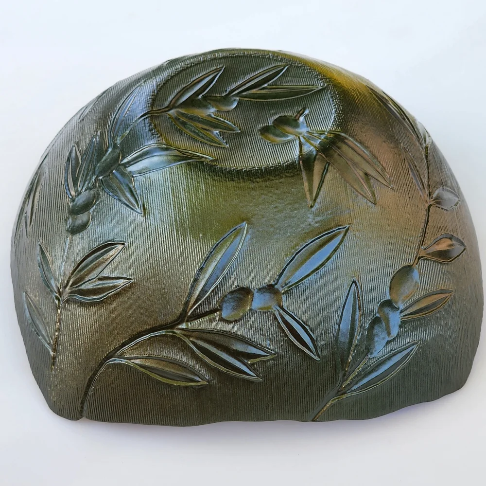 Vintage Monna Art Glass Avocado‎ Green Dish Bowl 9.5in